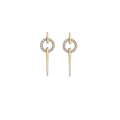 Gold & Diamond Circle Spear Earring