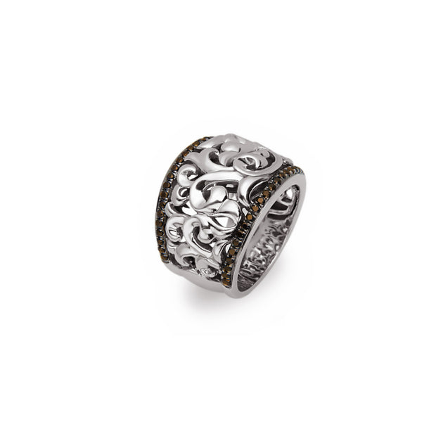 Silver Ivy Domed Saddle Ring