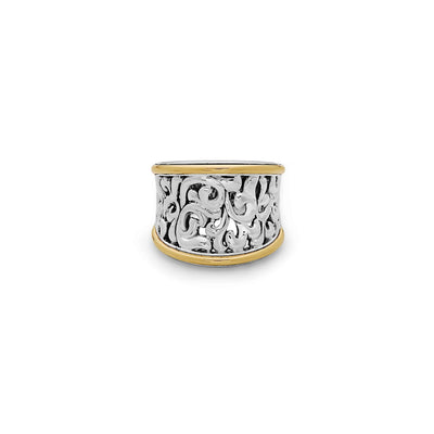 Silver Ivy Concave Saddle Ring