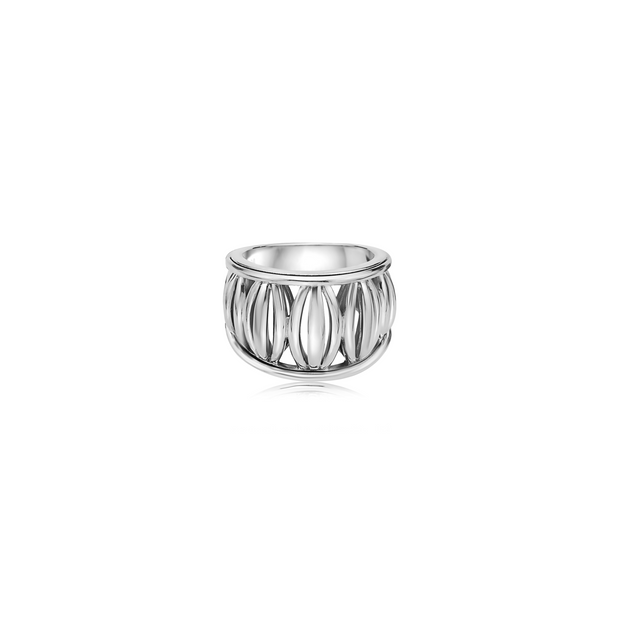 Silver Birdcage Banded Ring