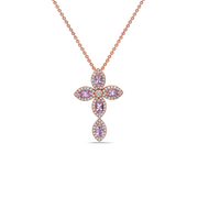 Pastel Diamond Firefly Marquise Cross Necklace