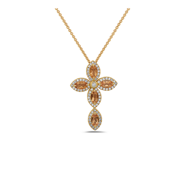 Pastel Diamond Firefly Marquise Cross Necklace