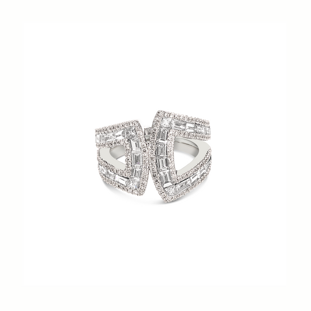 Krypell Collection Diamond Baguette Bypass Ring