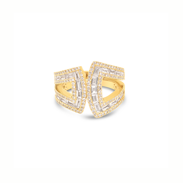 Krypell Collection Diamond Baguette Bypass Ring