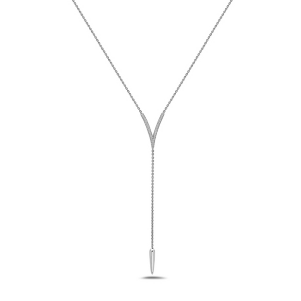 Diamond Drop V Tassel Necklace