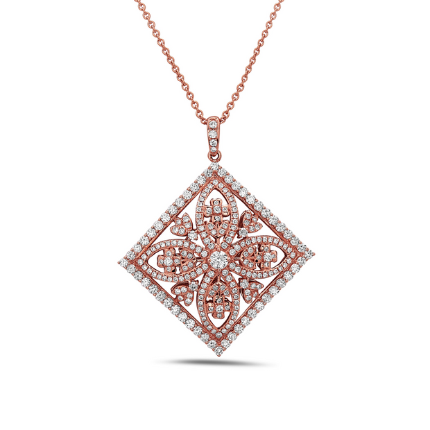 Diamond Pave Square Amulet Pendant