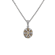 Pastel Diamond Double Halo Oval Reversible Necklace