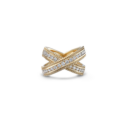 Gold and Diamond Classic X Band Ring