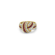 Platinum and Gold Diamond Classic Knot Ring