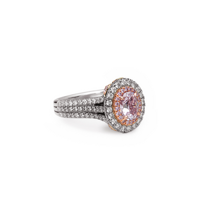 Precious Pink Diamond Double Halo Oval Ring