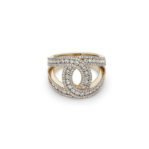 Gold and Diamond C Band Ring