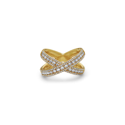 Gold and Diamond X Band Ring