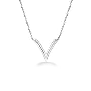 Silver Double V Necklace