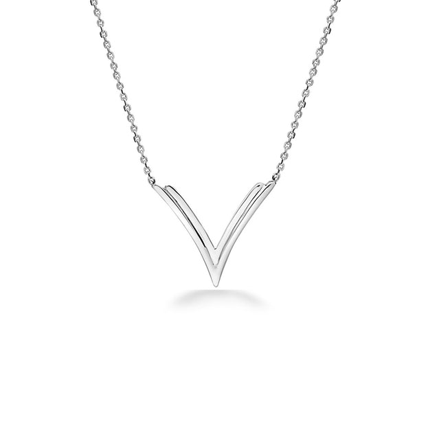 Silver Double V Necklace