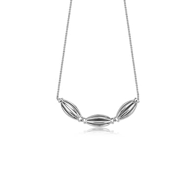 Silver Birdcage Elongated Triple Bead Necklace