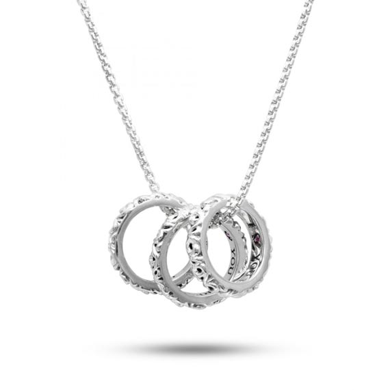 Silver I Love You Today... Tomorrow... Forever...' Three Ring Love Necklace