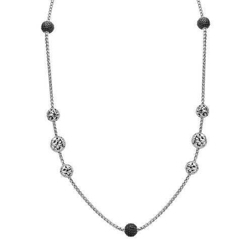 Silver Ivy Bead Chain Long Necklace