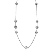 Silver Ivy Bead Chain Long Necklace