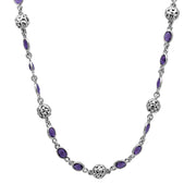 Silver Ivy Bead Gemstone Wrap Necklace