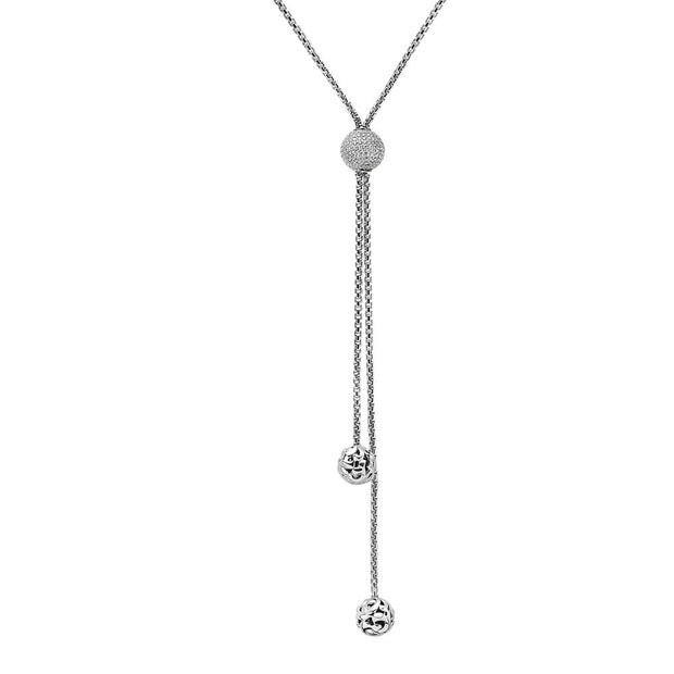 Silver Ivy Bead Lariat Necklace