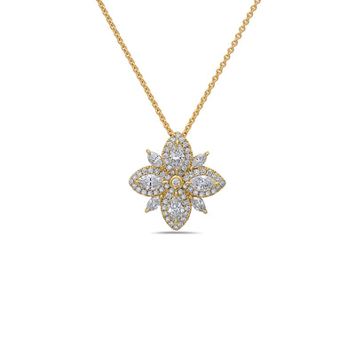Diamond Lotus Pendant Necklace