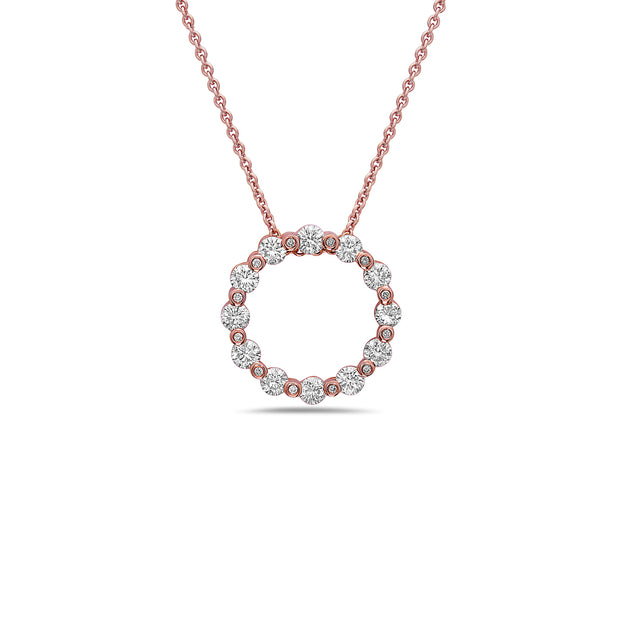 Diamond circular necklace in 585 rose gold | Golden Flamingo