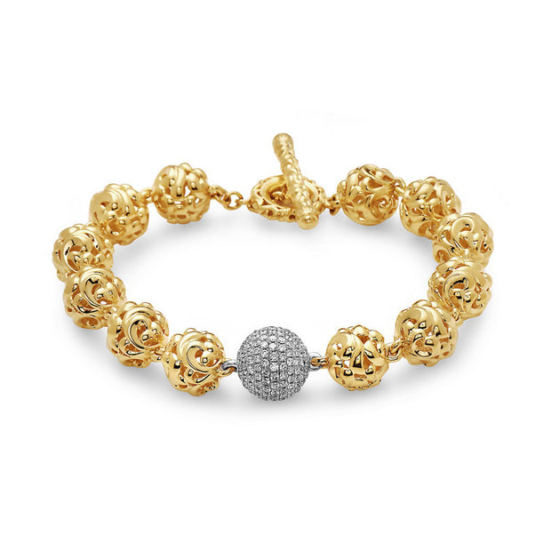 Gold & Diamond Ivy Bead Bracelet