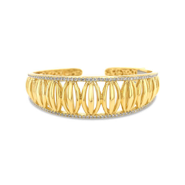 Gold and Diamond Domed Birdcage Cuff