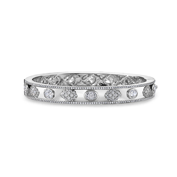 Diamond Faceted Chatelaine Bangle Bracelet