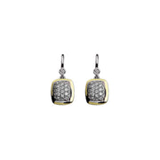 Silver Ivy Cushion Pave Wire Earrings