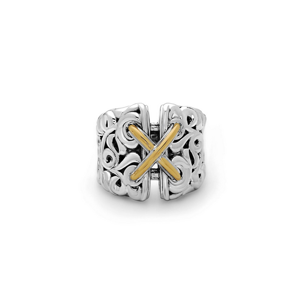 Silver Ivy Two Tone Corset Ring