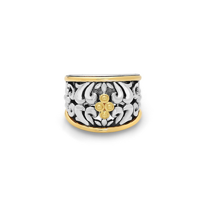 SILVER IVY TWO TONE BEADED RING