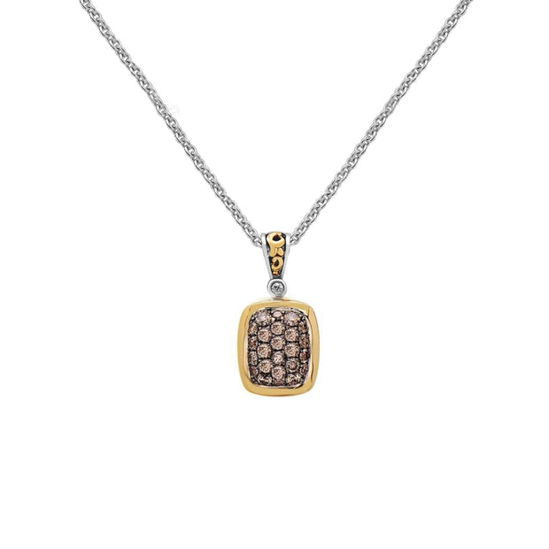 Silver Ivy Cushion Pave Pendant