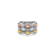 Silver Firefly Diamond Bead Triple-Band Ring