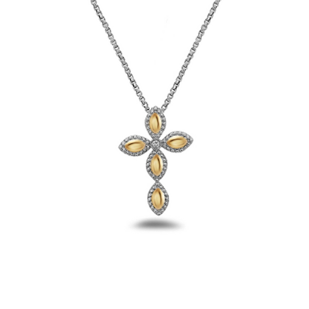 Silver Firefly Diamond Bead Cross Necklace