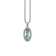 Silver Ivy Gemstone and Diamond Oval Pendant