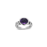 SILVER IVY PETITE OVAL GEMSTONE RING