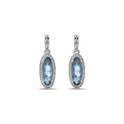 Silver Ivy Gemstone and Diamond Oval Drop Earring