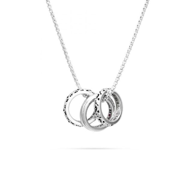 Silver I Love You 365 Days A Year' Three Ring Love Necklace