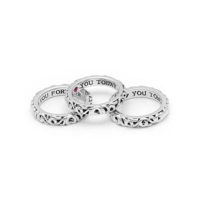 Silver I Love You Today... I Love You Tomorrow... I Love You Forever...' Stackable Band Rings
