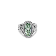 SILVER IVY GEMSTONE AND DIAMOND OVAL RING