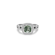 Silver Ivy Gemstone and Diamond Cushion Ring