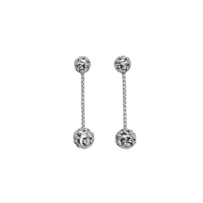 Silver Ivy Double Bead Chain Earring