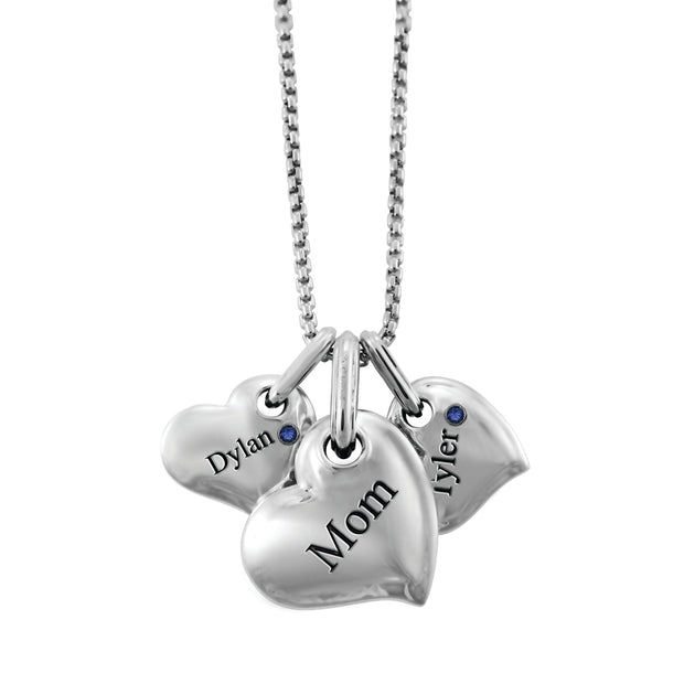 Silver Personalized Family Love Hearts