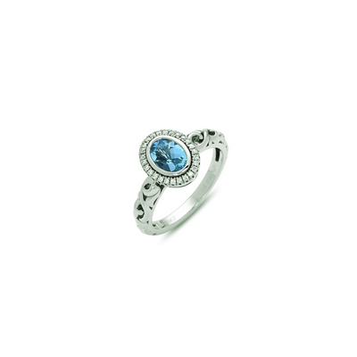Silver Ivy Gemstone and Diamond petite Oval Ring