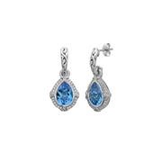 SILVER IVY GEMSTONE AND DIAMOND PEAR DROP EARRING
