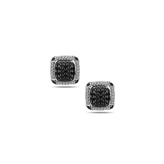 Silver Ivy Cushion Pave Stud Earrings