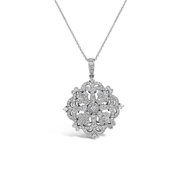 Diamond Pave Large Floral Amulet Pendant