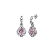 SILVER IVY GEMSTONE AND DIAMOND PEAR DROP EARRING