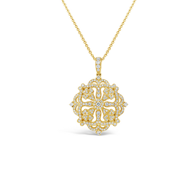 Diamond Pave Floral Amulet Pendant